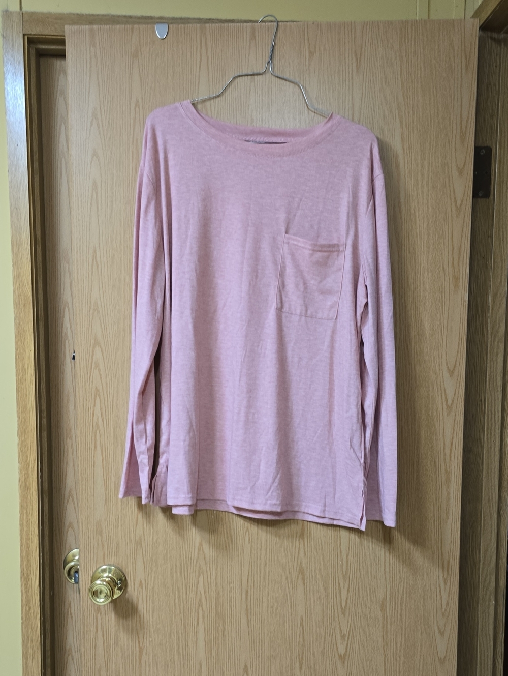 Long Sleeve Pocket Tee - Pink